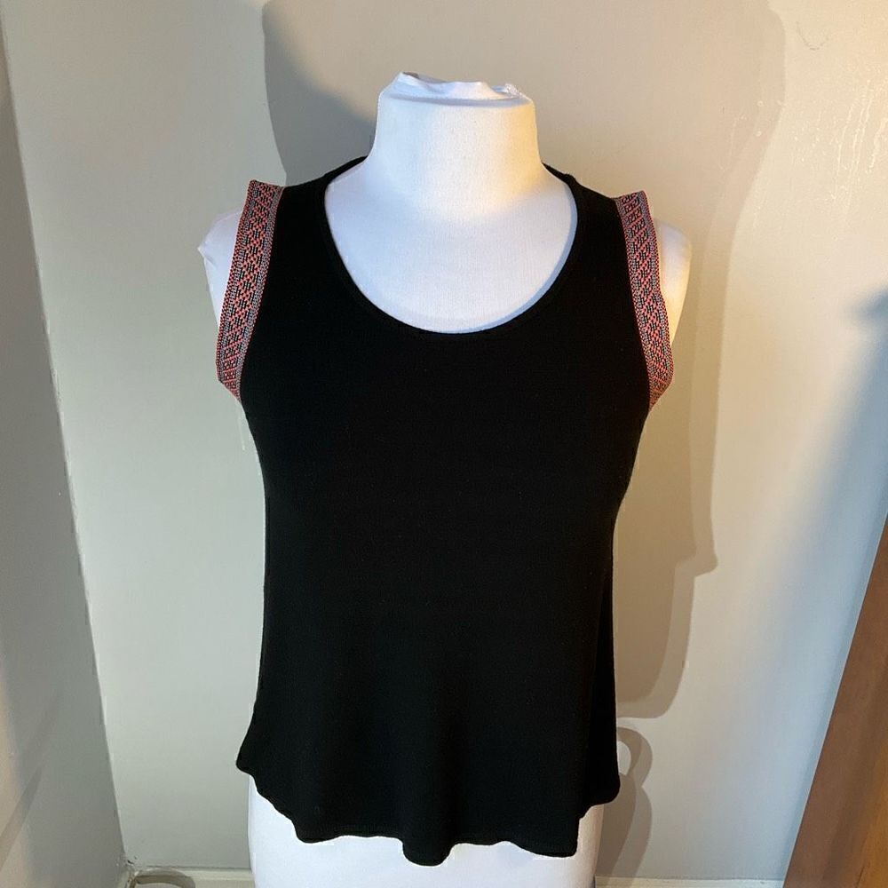 W5 Anthro Sleeveless Embroidery Edged Top. Flouncy, Boho Drape. Made in USA